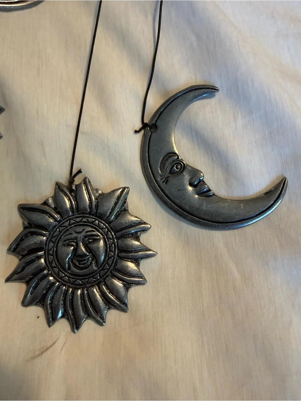 Metal Sun & Moon Wall Hanging Mobile - Silver